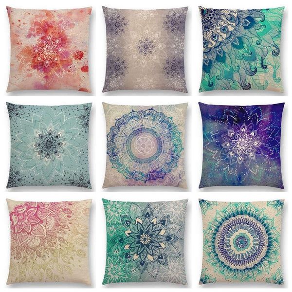 

cushion/decorative pillow awakening gorgeous flowers leaf color fade inspire imagine dream spirit floral mandalas prints cushion sofa