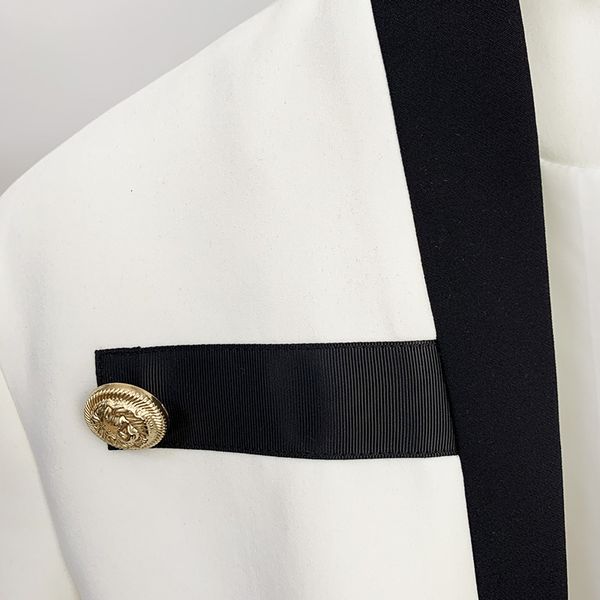 

women's jackets designer jacket for autumn , female white coat with a v-collar buttons and lion band, elegant clothing bdij, Black;brown