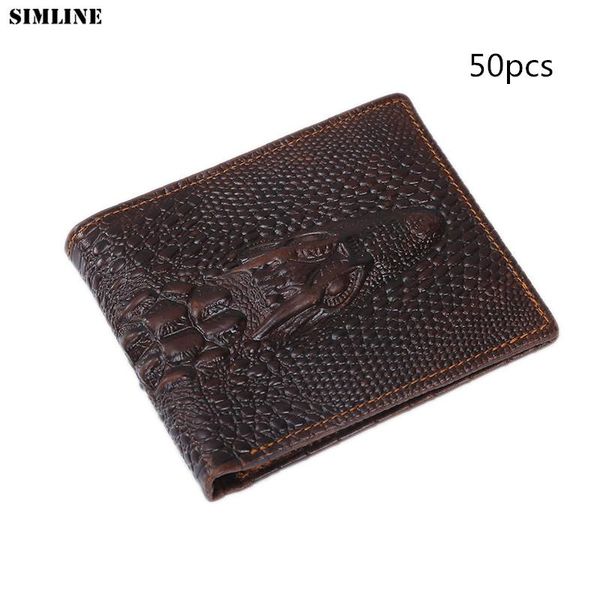 

50pcs genuine leather crocodile alligator wallet wallets, Red;black