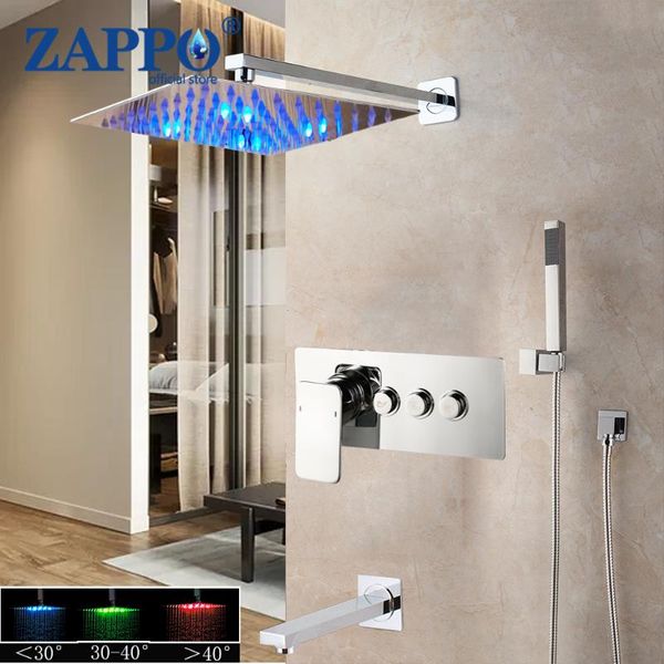 

luxry led bathroom shower faucets rainfall chrome finished 3 ways faucet set water separator angle valve mixer sets