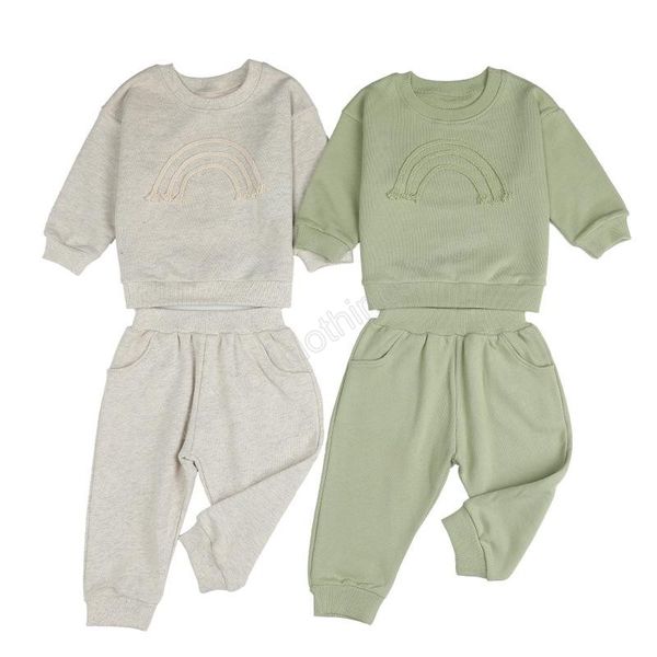

baby designs clothing sets infant long sleeve sweatshirt pant suit clothes casual set, White
