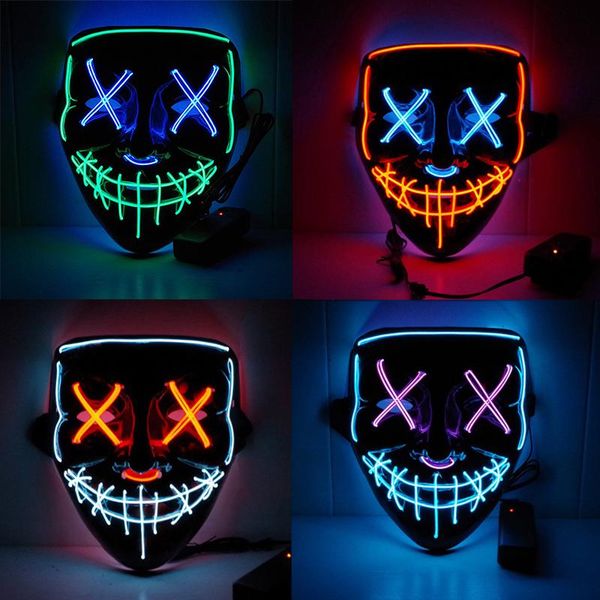 

party decoration mixed color halloween led mask purge masks election mascara costume dj light up masque glow in dark cosplay