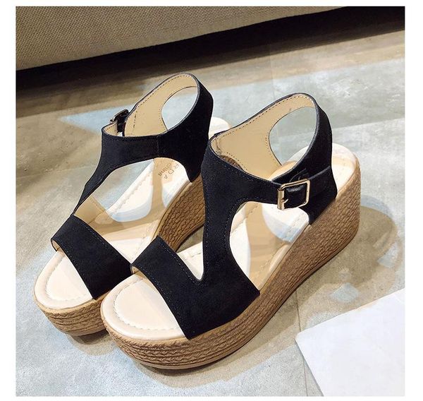 

summer women's sandals bow-heeled high-heeled fashion platform shoes, Black