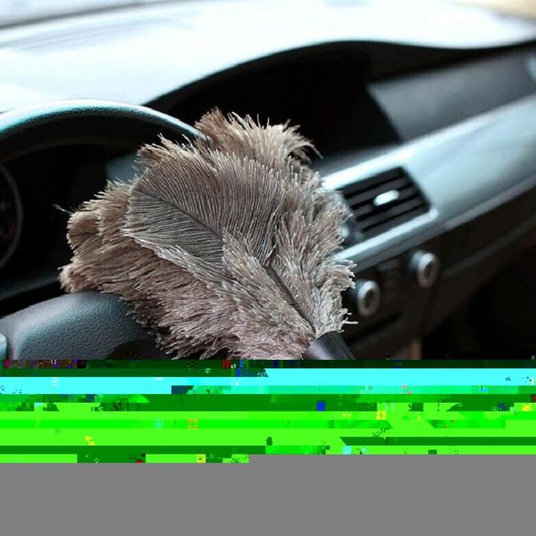 

car sponge anti-static ostrich feather brush soft cleaning dust tool wooden handle duster n7j4