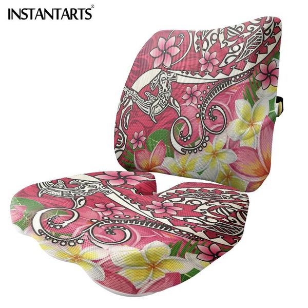 

seat cushions instantarts hawaii polynesia frangipani printed pad fashion soft non-slip 2pcs set backrest for coccyx men women's gift