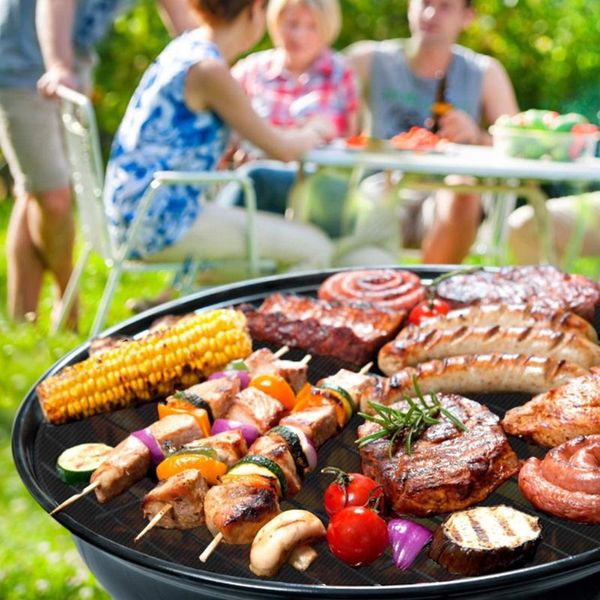 

tools & accessories 50x40cm reusable black grill mat with 4 set mats for charcoal and 1 brush clip barbecue outdoor baking pad #sr