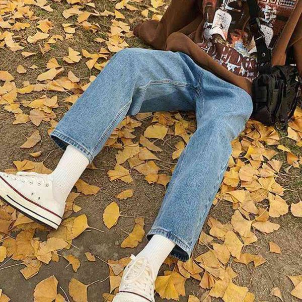 

oversize jeans women harajuku chic all-match stylish simple daily teens streetwear soft vintage korean trendy femme clothing, Blue