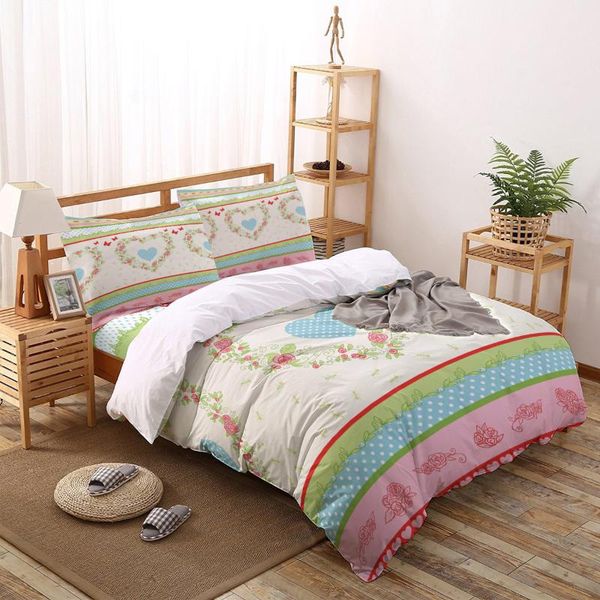 Conjuntos de cama Amor Flor Borboleta Butterfly Cobertura Conjunto de Cama Full Bed Bedroom Decor Pillowcase Quilt de Inverno