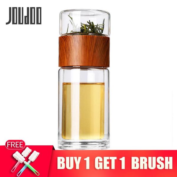 

wine glasses joudoo tea infuser filter double wall glass sport water tumbler portable high-temperature transparent cup office 35