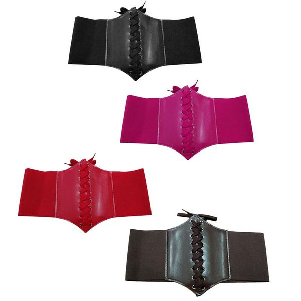 

bustiers & corsets leather corset belt women retro fit lace-up gothic clothes wide elastic tied loop and hook closure belts for dresses acce, Black;white