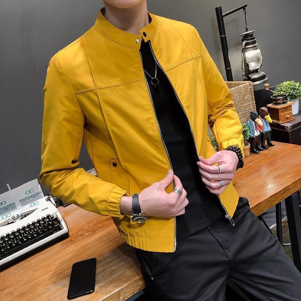 

men's jackets autumn jacket men fashion 2021 slim fit mens casual solid all match thin windbreaker and coats, Black;brown