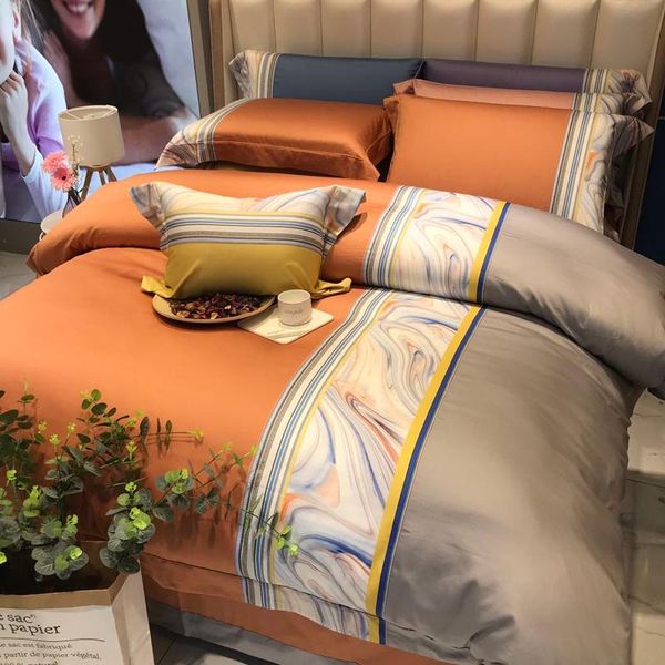 

bedding sets italian style light luxury wind 120s horse cotton digital printing simple high-end 1.8 m bed four-piece