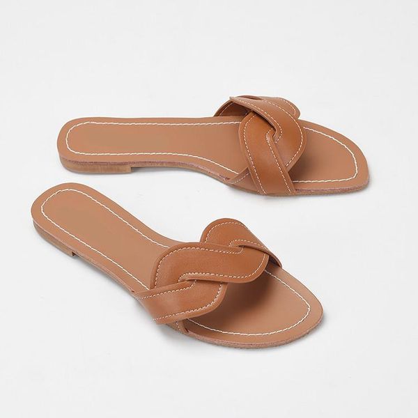 

slippers shoes casual lace-up slides slipers women rubber flip flops big size luxury flat soft 2021 hawaiian summer rome pu, Black