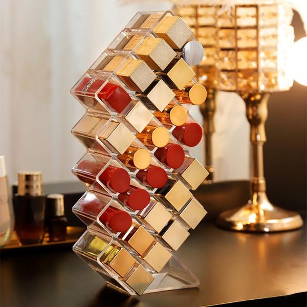 

bathroom storage & organization 28 grids acrylic transparent lipstick stand holder case clear makeup organizer box display make up