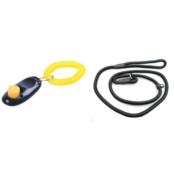 

dog collars & leashes clicker for training dogs, black 1.0x140cm pet nylon adjustable loop lead collar leash (black)