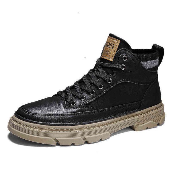 

spring and autumn martin boots men's british style high korean fashion black work clothes motorcycle leather boots