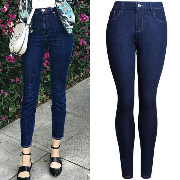 

push up jeans women stretch denim pants capris female crop trousers bodycon elastic mum sweatpants plus size 3xl spring autumn women's, Blue