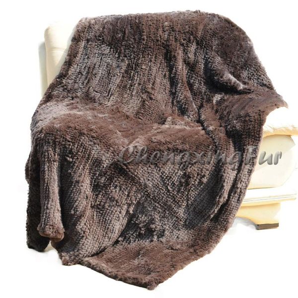 

blankets cx-d-95b 122x183cm custom hand made rex fur knitted throw/fur blanket