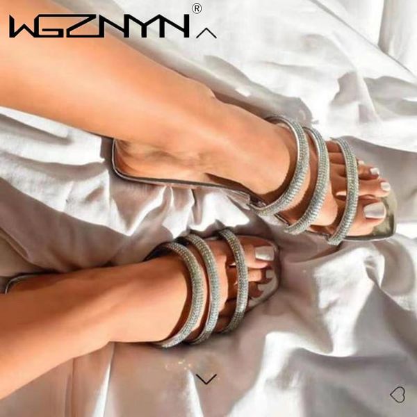 

handmade rhinestone sandals summer women flat slippers simple open beach roman slipper, Black