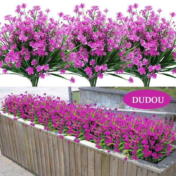 

decorative flowers & wreaths fake artificial outdoor for decoration uv resistant no fade faux plastic plants garden porch window kitchen off