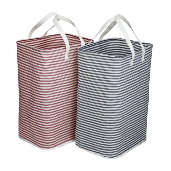 

striped large dirty clothes laundry basket storage bag with handle folding sundries organizer for bedroom foldable hamper & organization