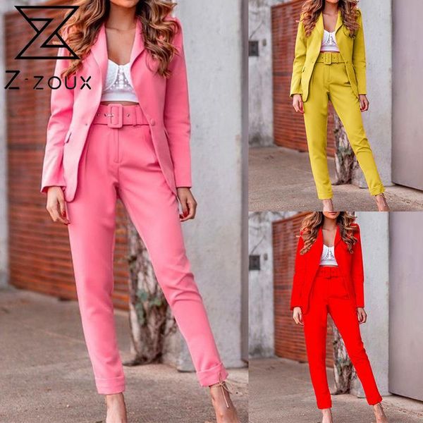 

women suit set temperament pant long sleeve blazer fashion all match s with pants 210524, White