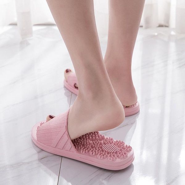 

slippers ummer women massage soles comfort men beach sandals bathroom non-slip shoes couple soft, Black