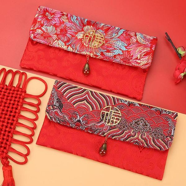 

chinese style lucky money bag cloth floral red envelope pocket year packet for spring festival's gift envelopes wrap