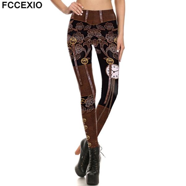

women fashion mid-waist slim pants clothing steampunk fitness plus size women's leggings, Black