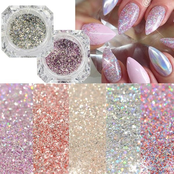 

nail glitter 1g chameleon rainbow laser art powder dust mirror effect ultra fine metallic chrome gel polish manicure, Silver;gold