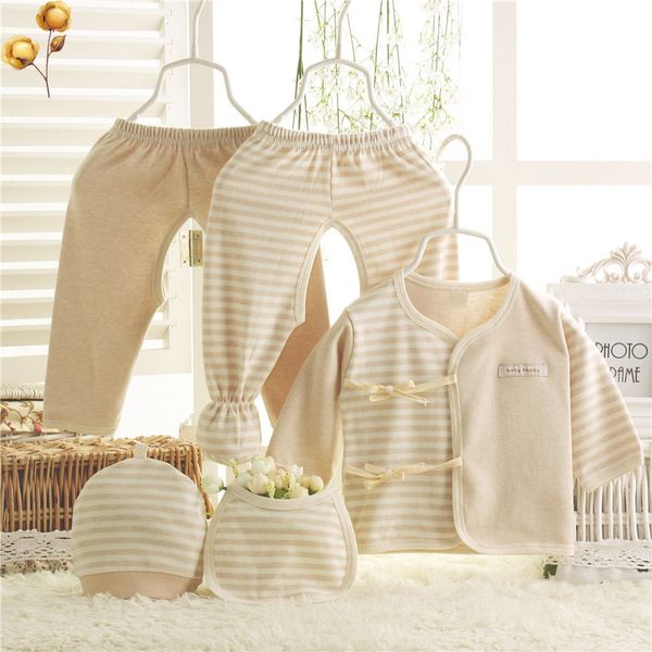 

children's suit 5pcs girl 0- spring summer print cartoon newborn clothing gift set baby boy clothes combed cotton outfit, White