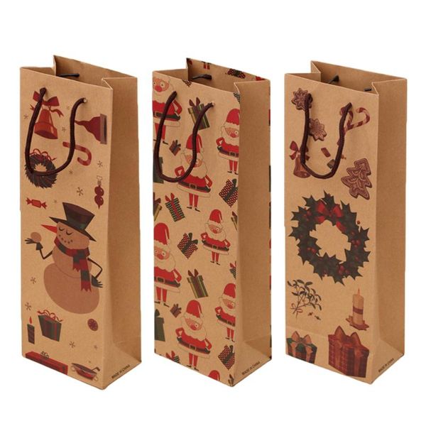

gift wrap 3 pcs christmas bags single bottle totes delicate copper paper process handy organizer cardboard pouches (
