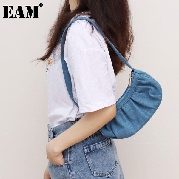 

evening bags [eam] women small simple handbag pleated denim bag personality all-match crossbody shoulder fashion tide 2021 18a3831