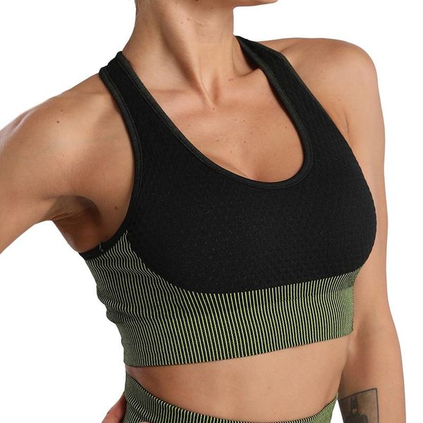 

women's shapers contrasting color sport bra beautiful back yoga vest breathable fitness gym sportswear quick-drying push up bras, Black;white