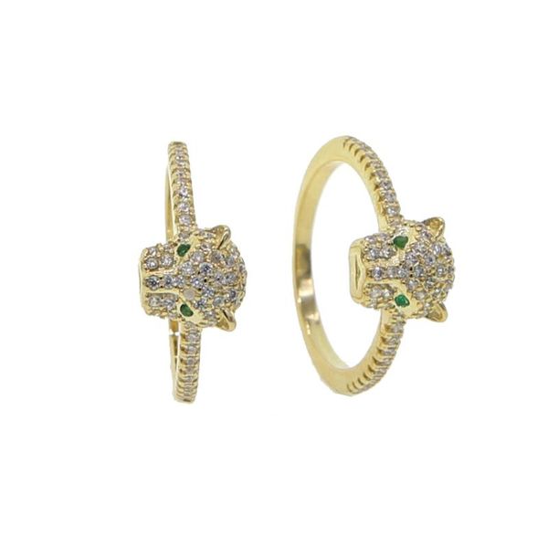 

cluster rings gold filled us size 6 7 8 minimal tiny cute animal leopard engagement band cz ring 2021 fashion classic jewelry, Golden;silver