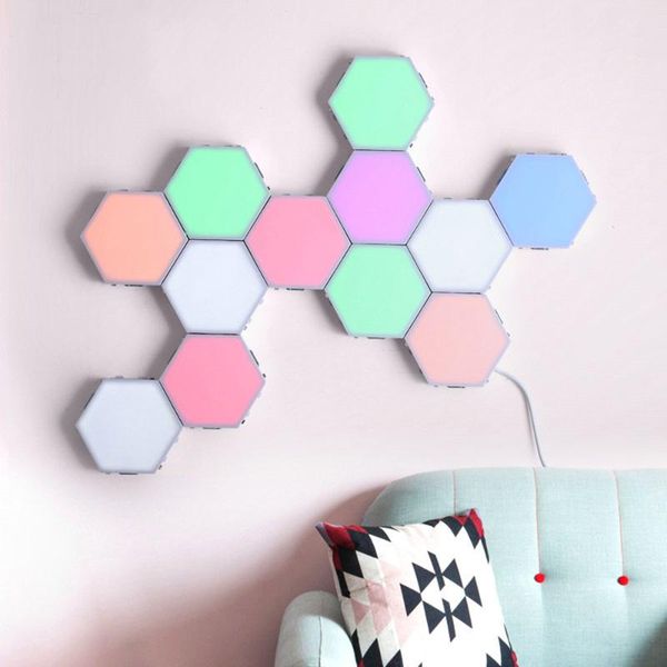 

wall lamp hex led white night light panels modern quantum smart modular touch hexagon lights diy magnetic for bedroom decor