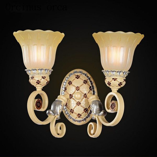 

wall lamp european garden resin living room corridor bedroom bedside american retro led glass