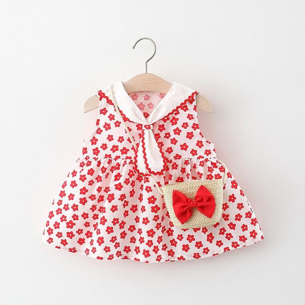 

kids girls dress print girl's dresses, Red;yellow