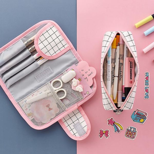 

pencil bags school cases for boys girls kawaii large cosmetic brush pen bag zipper box organizer office supplies stationery