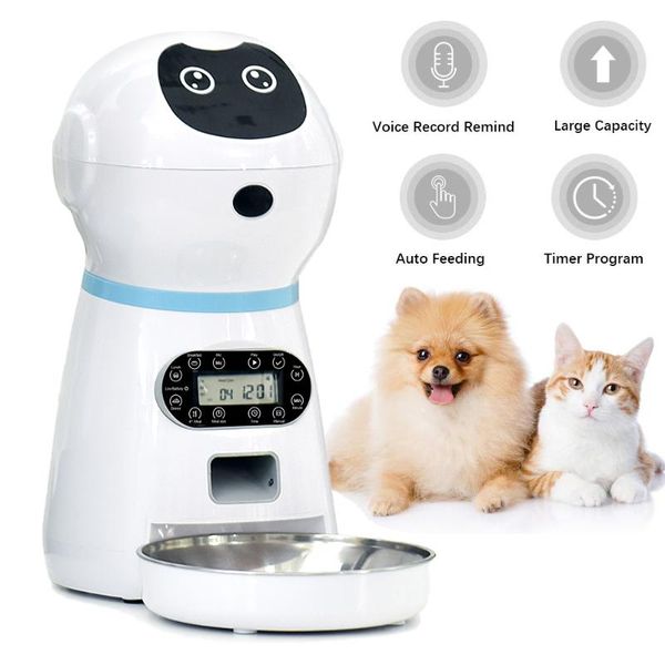 

automatic pet feeders us/uk/eu plug with voice stainless steel dog bowl auto cat lcd screen timer dispenser bowls