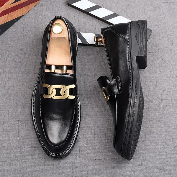 

2021 new sell italian designer mens dress shoes men luxury loafers doug shoes for male man point toe dress shoe casual shoes 38-44, Black