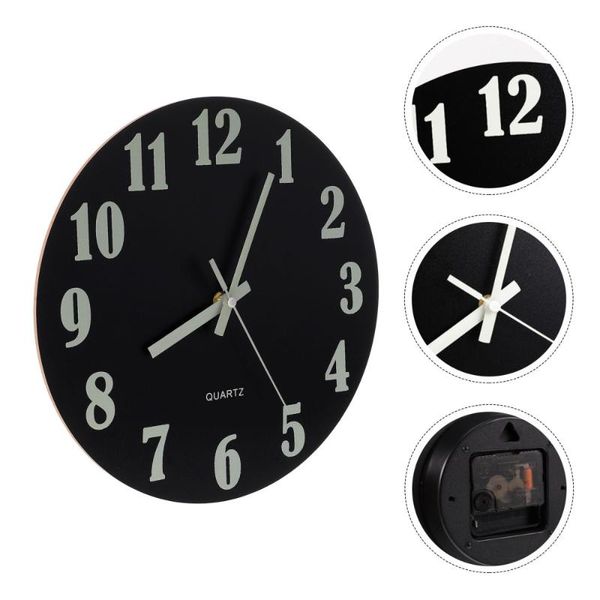 

mute luminous round shaped wall clock wooden hanging battery clocks