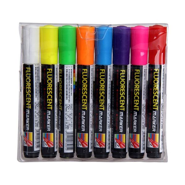 Roovadores 8 cores / caixa Colorido 6mm-Chisel-Tip Marcador de Highlighter para Fornecimento de Escritório de Tela LED