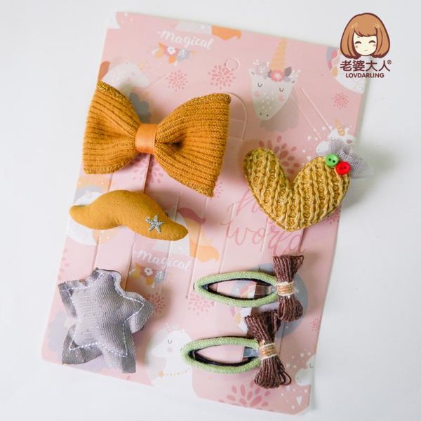 

hair accessories princess side clip japanese and korean pink children's little cute hairpin set, Slivery;white