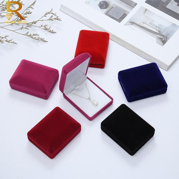

jewelry pouches, bags wholesale 10pcs pendant necklace chain storage package gift box soft black/red/velvet casket long earrings organizer, Pink;blue