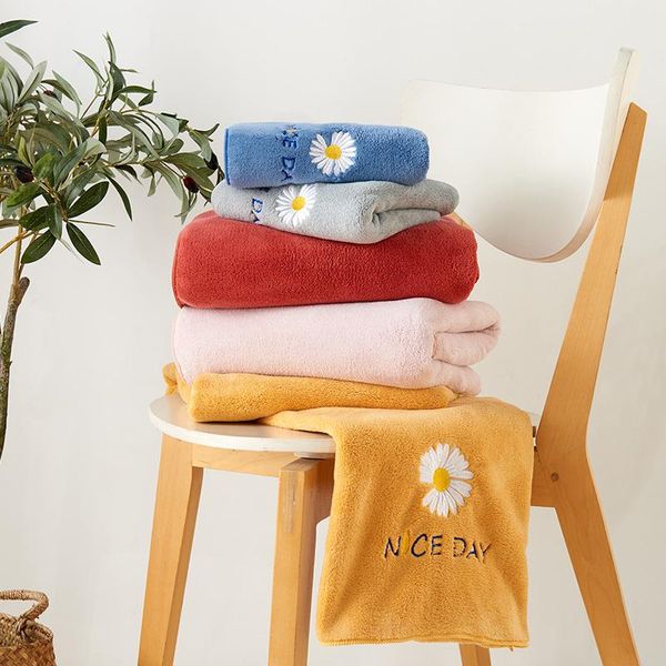 

towel soft cozy coral velvet face bath super absorbent quick drying daisy-embroidered set for home bathroom el real