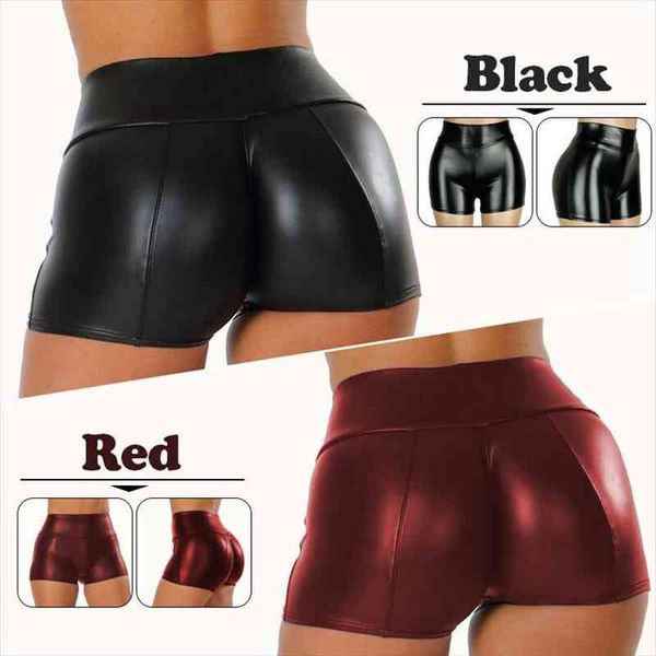 

women pu leather shorts high waist pole dance shorts ladies summer booty leather party club outfits clubwear short, White;black