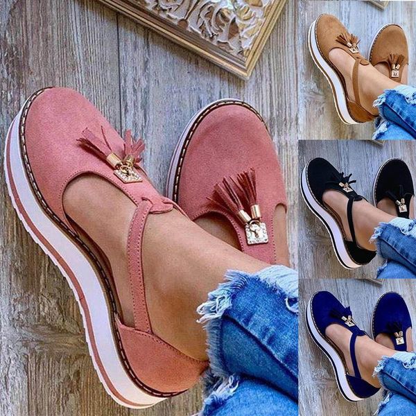 

women flat shoes summer vulcanized solid color thick bottom women's sandals fashion tassel casual style, Black