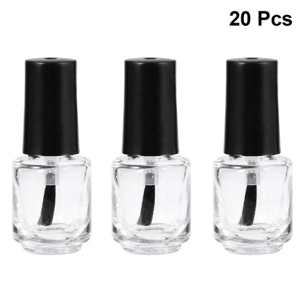 

storage bottles & jars 20pcs 5ml transparent glass bottle nail polish empty with brush black cap