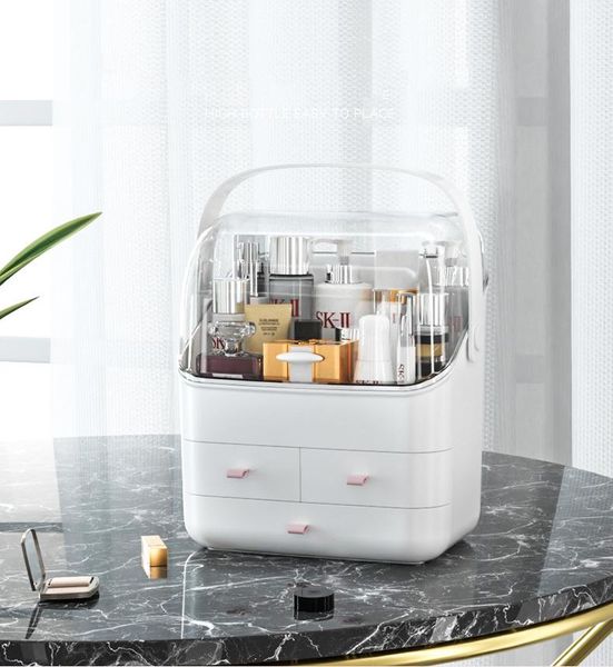 

storage boxes & bins handheld comestic box makeup organizer brush jewelry drawer sundries holder case plastic organizers